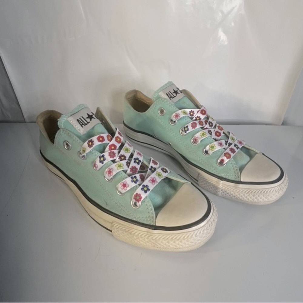 Converse All Star Mint Green Low Top Sneakers Women's 7 Men's 5 With 3 Laces